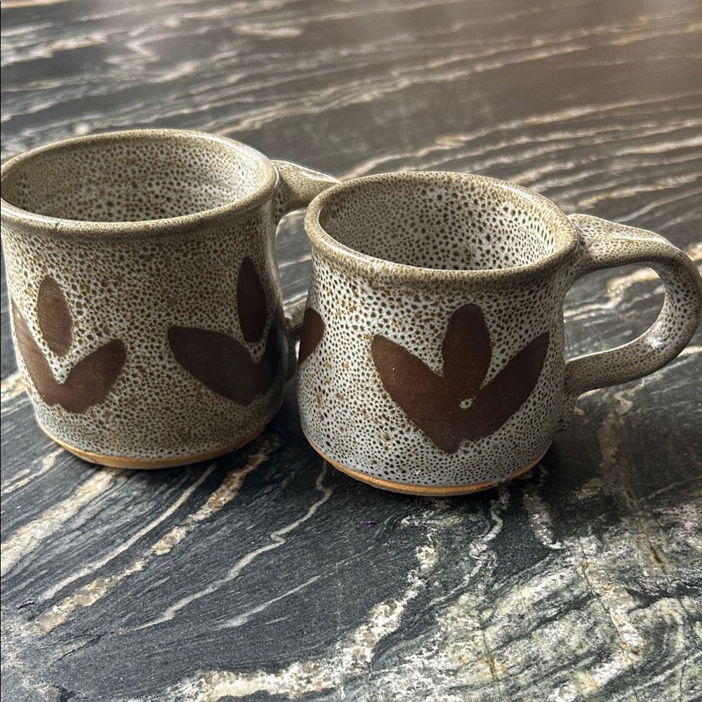 Artisan hand made ceramic 2 Mugs 1 Bowl Set brown speckle - Picture 3 of 13